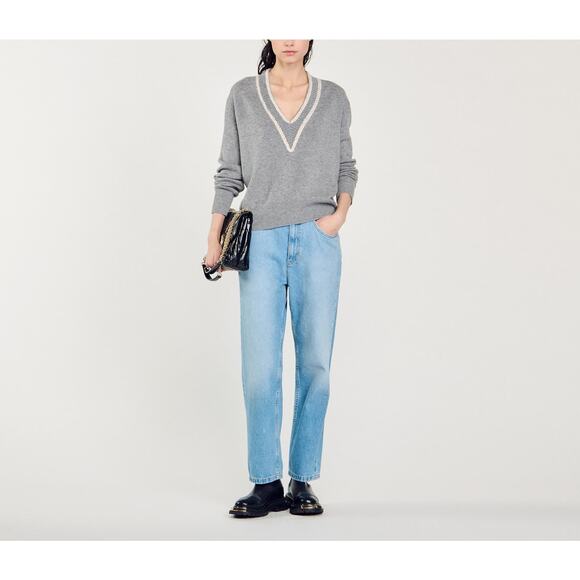 Sandro Wool And Cashmere Grey Wool Sweater Size S - Picture 1 of 5